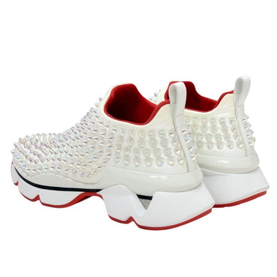 Christian Louboutin sneakers, shoes, leather, white, aurora spikes, studs