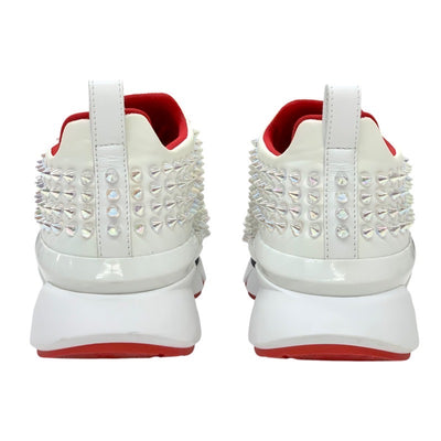 Christian Louboutin sneakers, shoes, leather, white, aurora spikes, studs