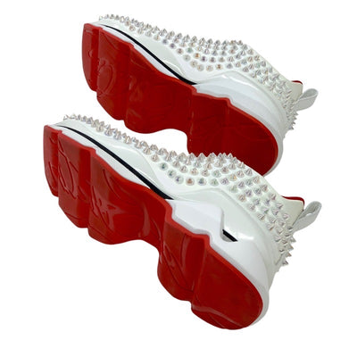 Christian Louboutin sneakers, shoes, leather, white, aurora spikes, studs