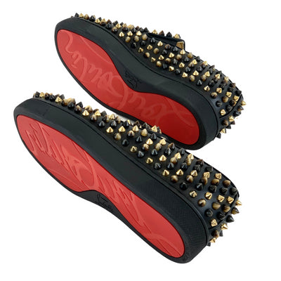 クリスチャンルブタン Christian Louboutin ローラーボード スニーカー 靴 シューズ レザー ブラック ゴールド スリッポン スパイク スタッズ