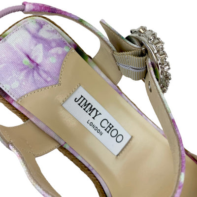 ジミーチュウ JIMMY CHOO サンダル 靴 シューズ キャンバス マルチカラー 未使用 ウェッジソール エスパドリーユ ビジュー