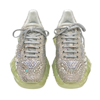 ジミーチュウ JIMMY CHOO ダイヤモンド スニーカー 靴 シューズ スワロフスキー シルバー クリスタル 未使用 ロゴ