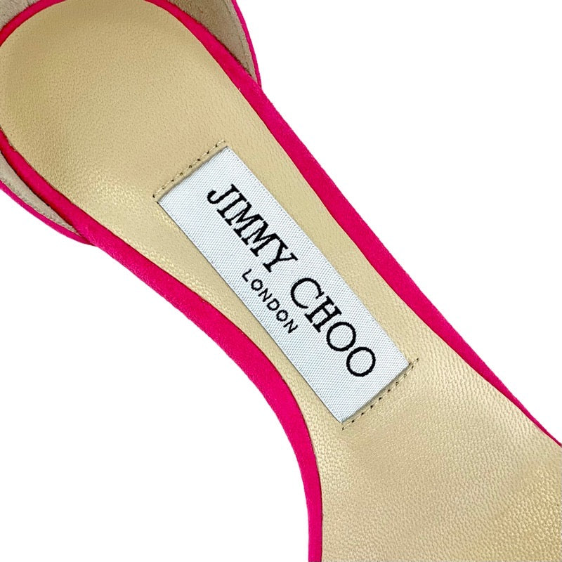 ジミーチュウ JIMMY CHOO サンダル 靴 シューズ スエード ピンク 未使用 ビジュー アンクルストラップ パーティーシューズ