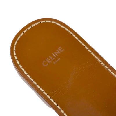 セリーヌ CELINE サンダル 靴 シューズ レザー ブラウン ゴールド フラットサンダル パイソン