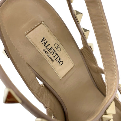 ヴァレンティノ VALENTINO パンプス 靴 シューズ パテント レザー ピンクベージュ ゴールド ロックスタッズ サンダル バックストラップ