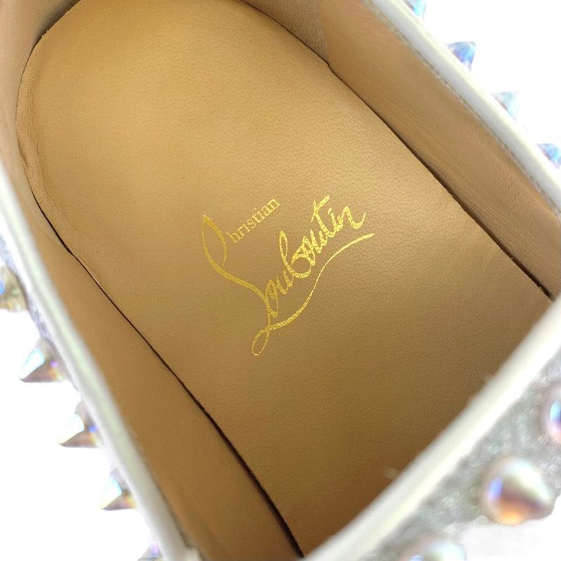 クリスチャンルブタン Christian Louboutin ピックボート スニーカー 靴 シューズ レザー シルバー オーロラ スリッポン スパイク スタッズ ラメ