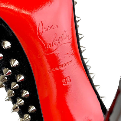 クリスチャンルブタン Christian Louboutin パンプス 靴 シューズ ベロア ブラック 黒 シルバー スパイク スタッズ