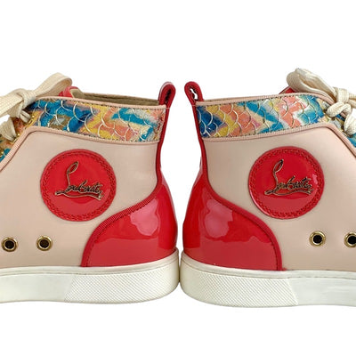 クリスチャンルブタン Christian Louboutin スニーカー 靴 シューズ レザー パテント ピンク グリーン マルチカラー 未使用 ハイカットスニーカー スパイク スタッズ