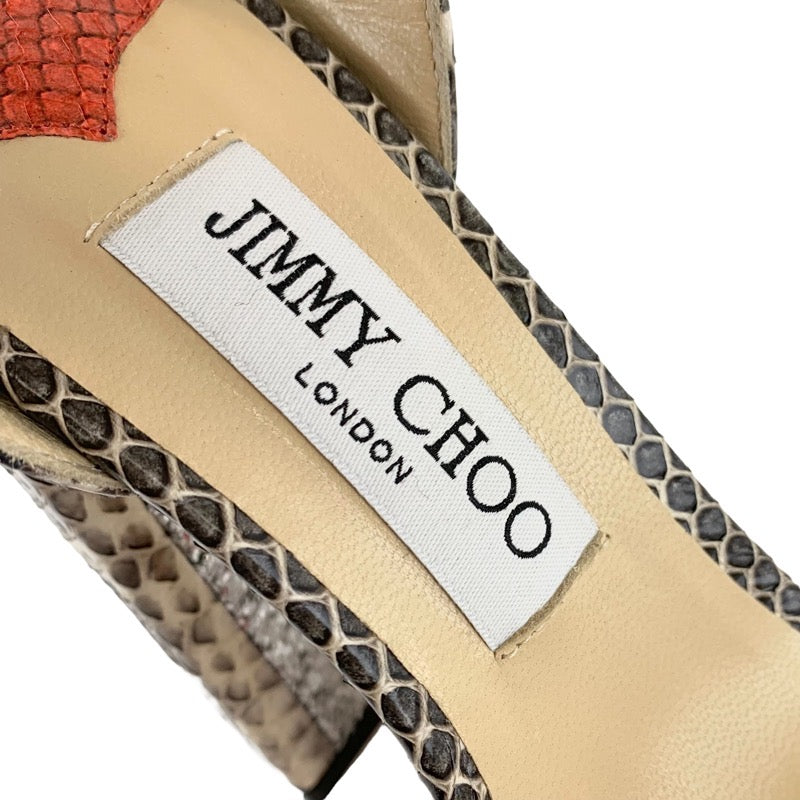 ジミーチュウ JIMMY CHOO サンダル 靴 シューズ レザー レッド シルバー ベージュ パイソン ベルト グリッター