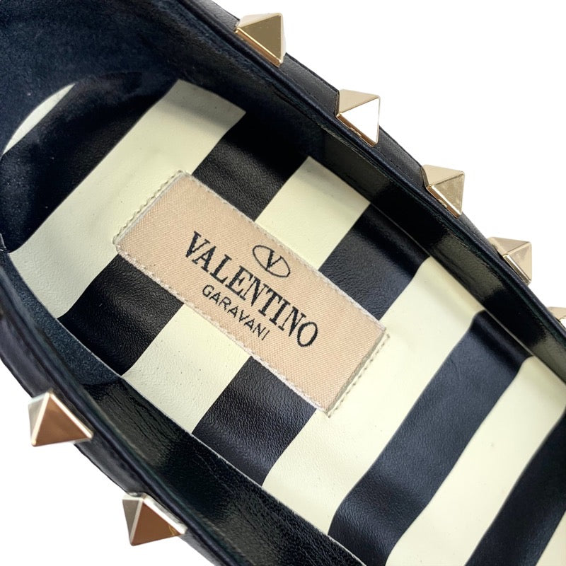 ヴァレンティノ VALENTINO パンプス 靴 シューズ ロックスタッズ ストライプ レザー バイカラー ブラック ホワイト