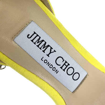 ジミーチュウ JIMMY CHOO サンダル 靴 シューズ スエード イエロー 未使用 ビジュー アンクルストラップ