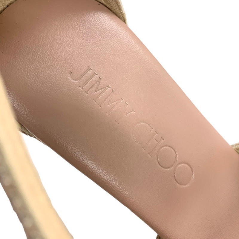 ジミーチュウ JIMMY CHOO サンダル 靴 シューズ レザー コルク ピンクベージュ クロスストラップ ウェッジソール ラメ