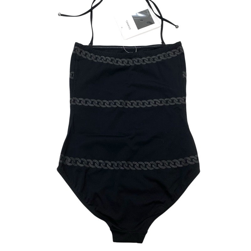 シャネル CHANEL ブラック ココマーク ラインストーン チェーン柄 水着 未使用