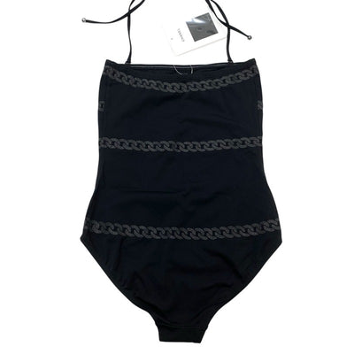 シャネル CHANEL ブラック ココマーク ラインストーン チェーン柄 水着 未使用