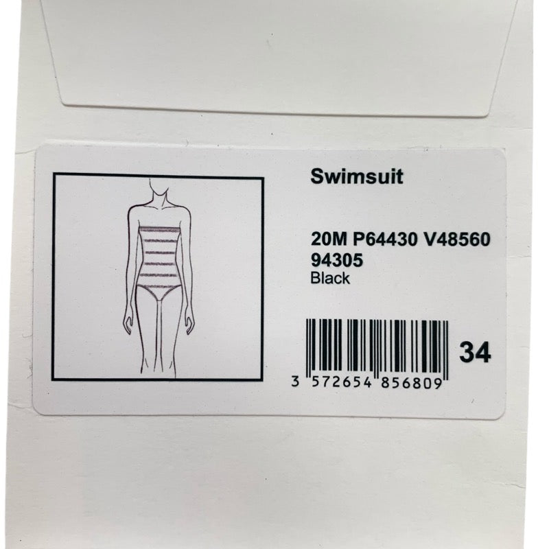 シャネル CHANEL ブラック ココマーク ラインストーン チェーン柄 水着 未使用