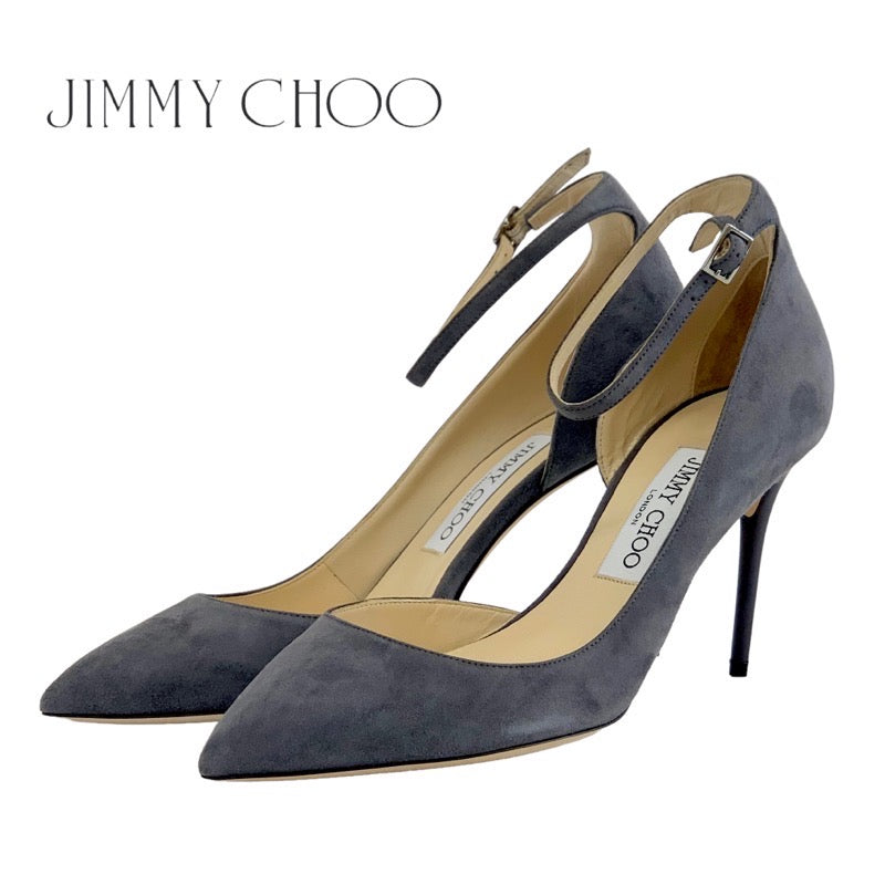 未使用 ジミーチュウ JIMMY CHOO パンプス 靴 シューズ アンクルストラップ スエード グレー