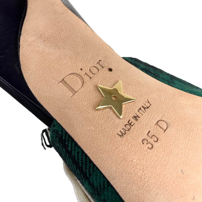 クリスチャンディオール CHRISTIAN DIOR J'ADIOR パンプス 靴 シューズ ウール グリーン サンダル チェック スリングバック