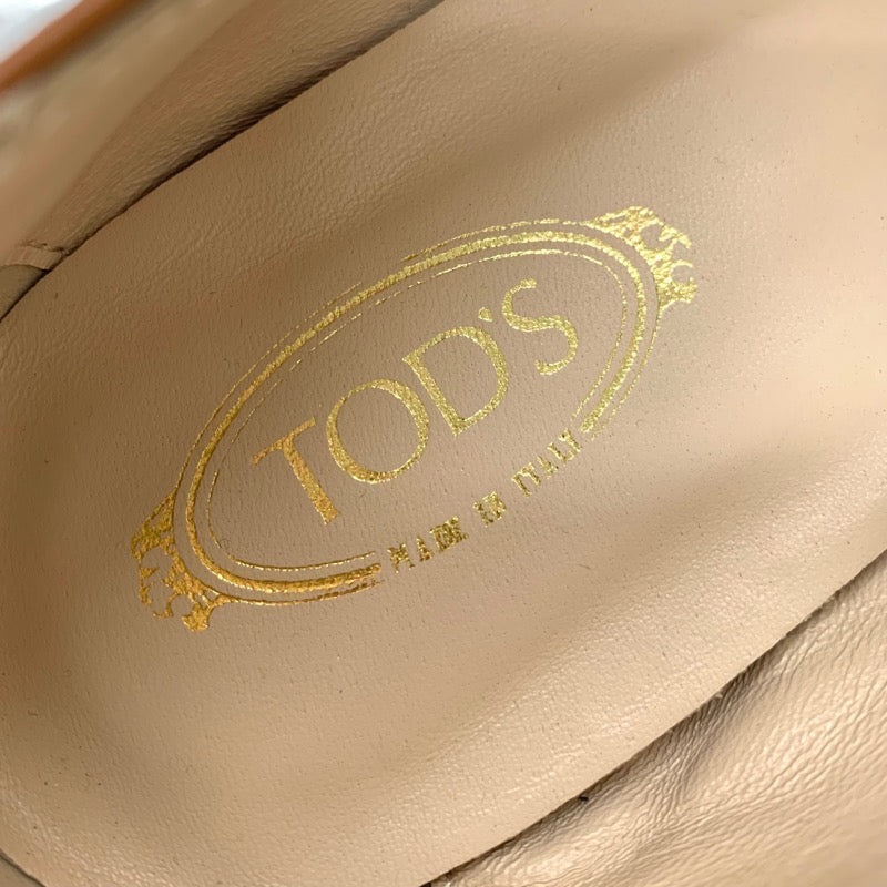 トッズ TODS ローファー 革靴 靴 シューズ レザー ブラウン ゴールド フラットシューズ チェーン