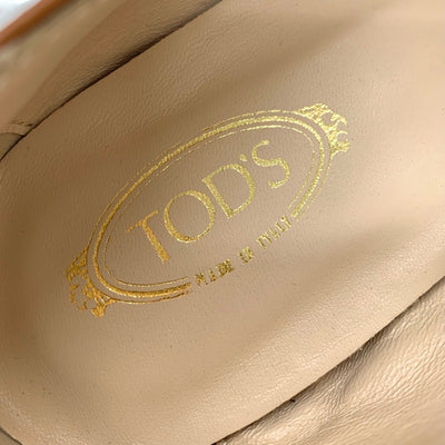 トッズ TODS ローファー 革靴 靴 シューズ レザー ブラウン ゴールド フラットシューズ チェーン