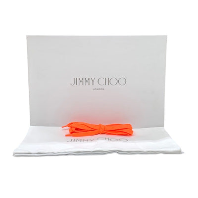 ジミーチュウ JIMMY CHOO スニーカー 靴 シューズ レザー ホワイト ネオンオレンジ 白 未使用 ロゴ