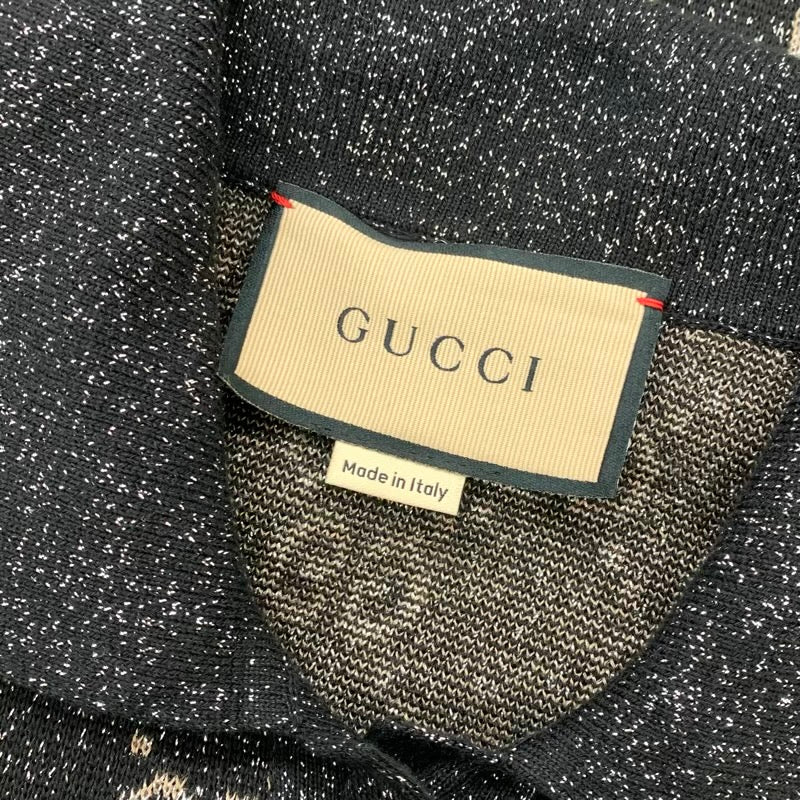 グッチ GUCCI ワンピース ブラック GGジャカード ラメ 半袖 ポロドレス