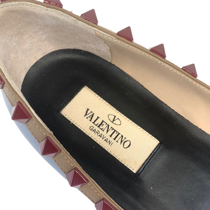 ヴァレンティノ VALENTINO パンプス 靴 シューズ レザー ブルー系 ブラウン ボルドー フラットシューズ ロックスタッズ