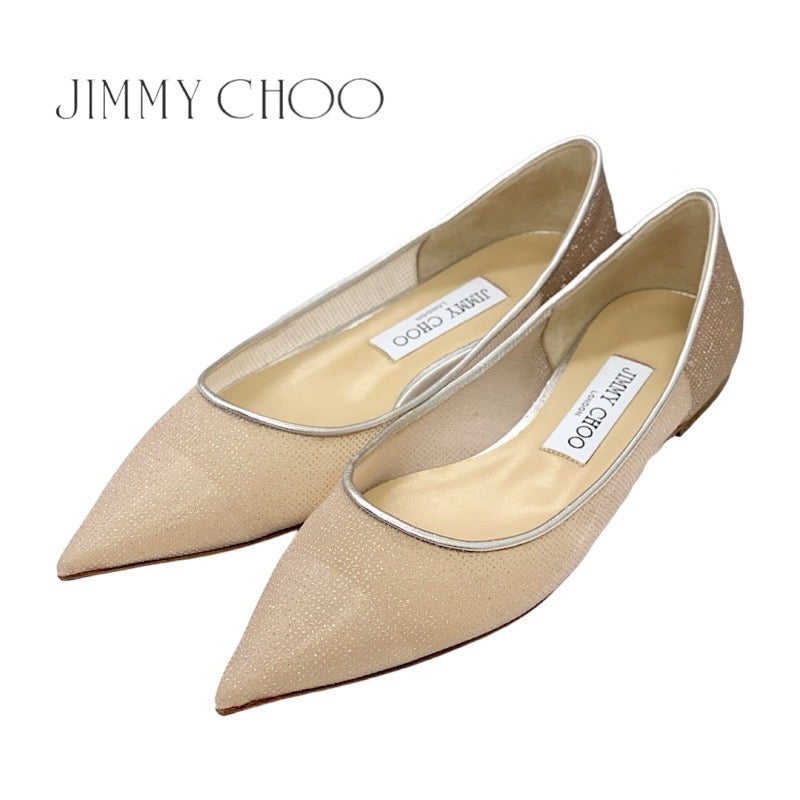 ジミーチュウ JIMMY CHOO LOVE FLAT フラットシューズ 靴 シューズ メッシュ ピンクベージュ パーティーシューズ フォーマルシューズ フラットパンプス