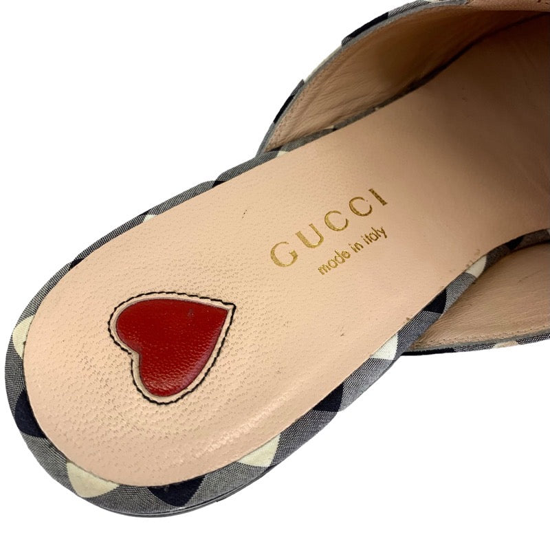 グッチ GUCCI プリンスタウン フラットシューズ 靴 シューズ ファブリック ブラック ホワイト ミュール ホースビット チェック