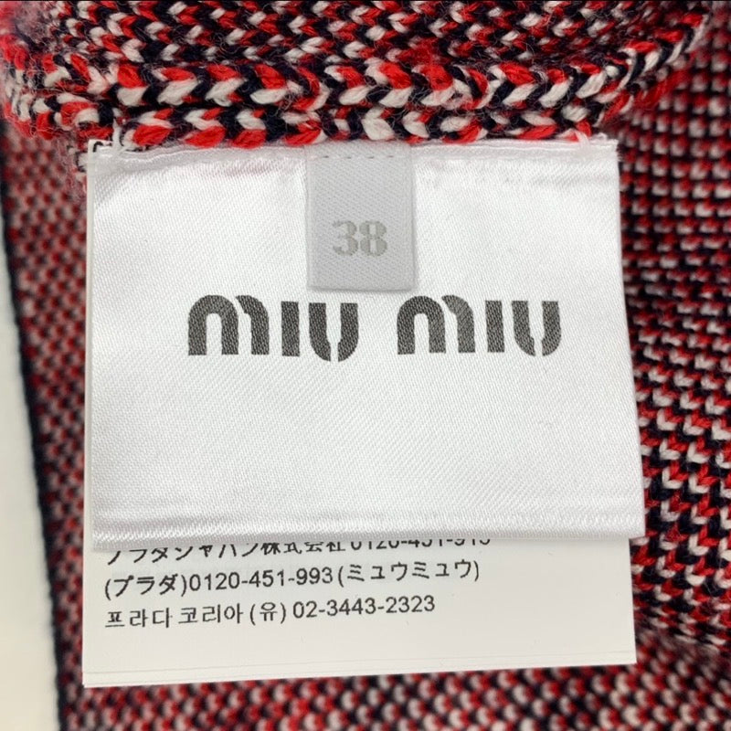 ミュウミュウ MIUMIU ボトムス ウール レッド 未使用 スカート ロゴ