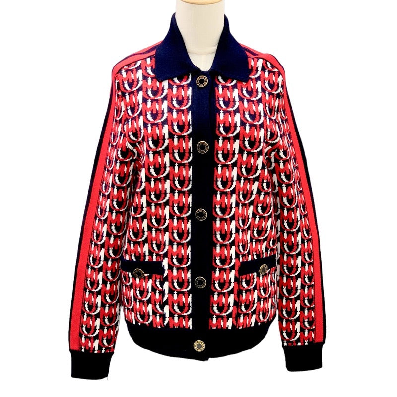 MIUMIU Tops Wool Red Unused Cardigan Logo Collared