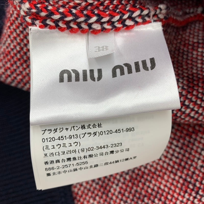 MIUMIU Tops Wool Red Unused Cardigan Logo Collared