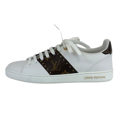 Louis Vuitton Front Low Line Monogram Sneakers Shoes Leather White Brown White Unused