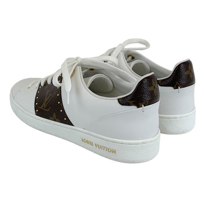 Louis Vuitton Front Low Line Monogram Sneakers Shoes Leather White Brown White Unused