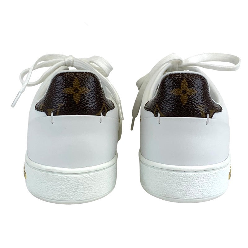 Louis Vuitton Front Low Line Monogram Sneakers Shoes Leather White Brown White Unused