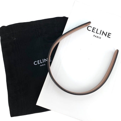 セリーヌ CELINE ヘアアクセサリー ダークブラウン カチューシャ トリオンフ ロゴ レザー