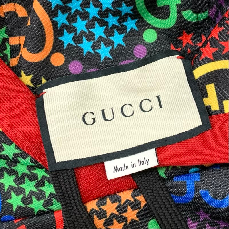 グッチ GUCCI ワンピース ブラック マルチカラー サイケデリック ロゴ スター フード