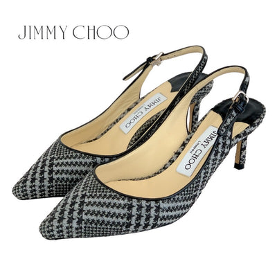 ジミーチュウ JIMMY CHOO パンプス サンダル 靴 シューズ バックストラップ スター ファブリック グレー