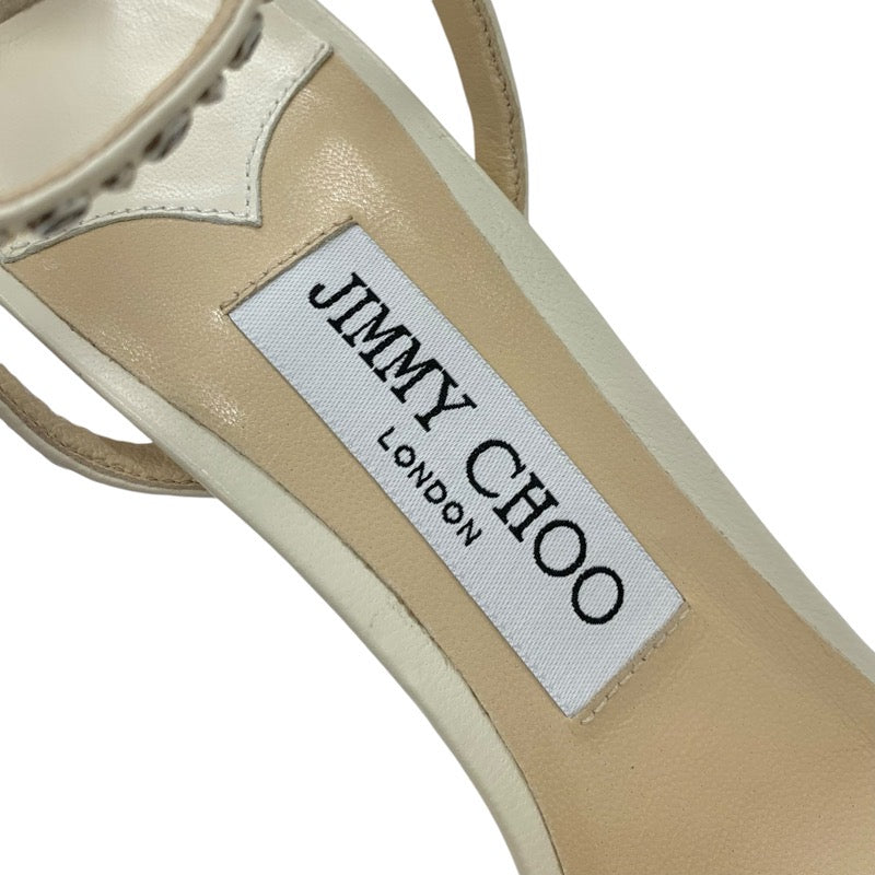 ジミーチュウ JIMMY CHOO MINNY 85 サンダル 靴 シューズ レザー ホワイト 白 ラインストーン ストラップ スタッズ パーティーシューズ