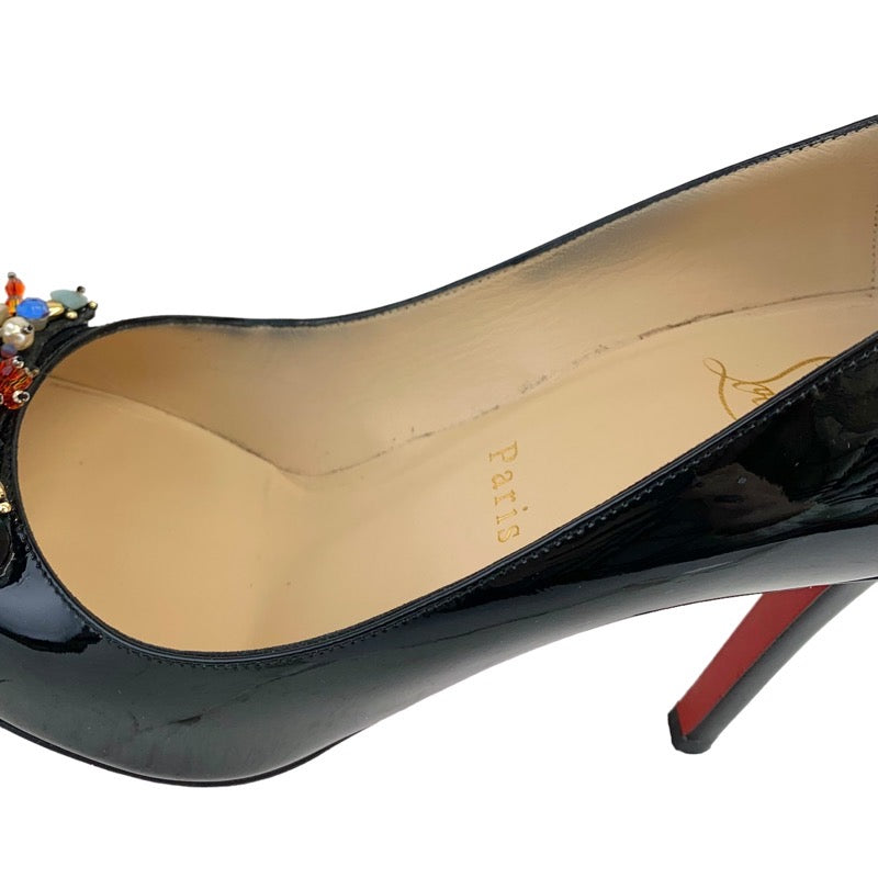 クリスチャンルブタン Christian Louboutin パンプス 靴 シューズ ビジュー ストーン パテント ブラック 黒