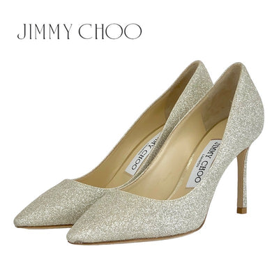 ジミーチュウ JIMMY CHOO ROMY 85 パンプス パーティーシューズ グリッター ラメ シャンパンゴールド