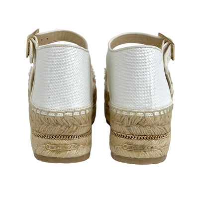 Jimmy Choo JIMMY CHOO Flat Shoes Shoes Straw White Beige Unused Espadrilles Chain