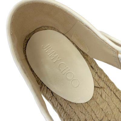 Jimmy Choo JIMMY CHOO Flat Shoes Shoes Straw White Beige Unused Espadrilles Chain