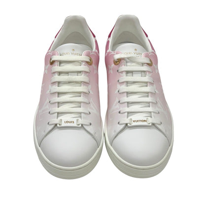 Louis Vuitton Front Low Line Monogram Sneakers Shoes Leather White Pink Unused Gradient