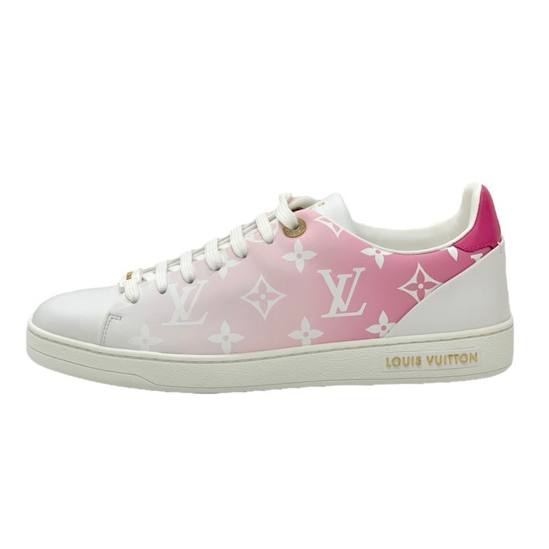 Louis Vuitton Front Low Line Monogram Sneakers Shoes Leather White Pink Unused Gradient