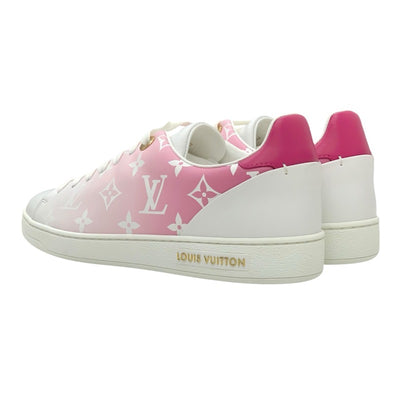 Louis Vuitton Front Low Line Monogram Sneakers Shoes Leather White Pink Unused Gradient