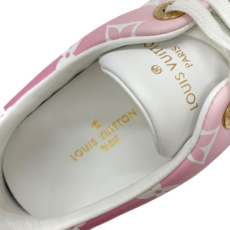 Louis Vuitton Front Low Line Monogram Sneakers Shoes Leather White Pink Unused Gradient