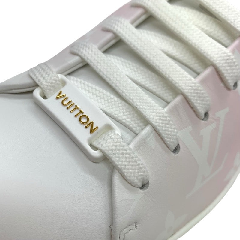 Louis Vuitton Front Low Line Monogram Sneakers Shoes Leather White Pink Unused Gradient