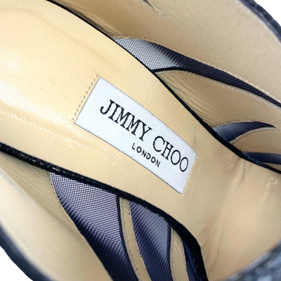 ジミーチュウ JIMMY CHOO ブーツ ショートブーツ 靴 シューズ メッシュ レザー ブラック ブーティ パイソン