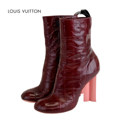 ルイヴィトン LOUIS VUITTON シルエットライン ブーツ ショートブーツ 靴 シューズ レザー ボルドー ピンク アンクルブーツ モノグラム