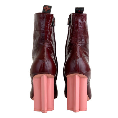ルイヴィトン LOUIS VUITTON シルエットライン ブーツ ショートブーツ 靴 シューズ レザー ボルドー ピンク アンクルブーツ モノグラム